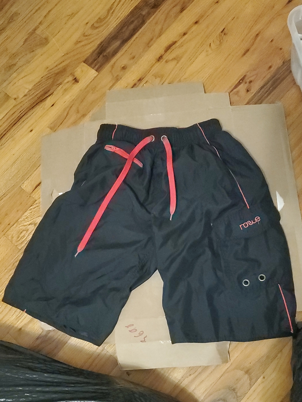 Black Athletic Swim Shorts with Red Drawstring
